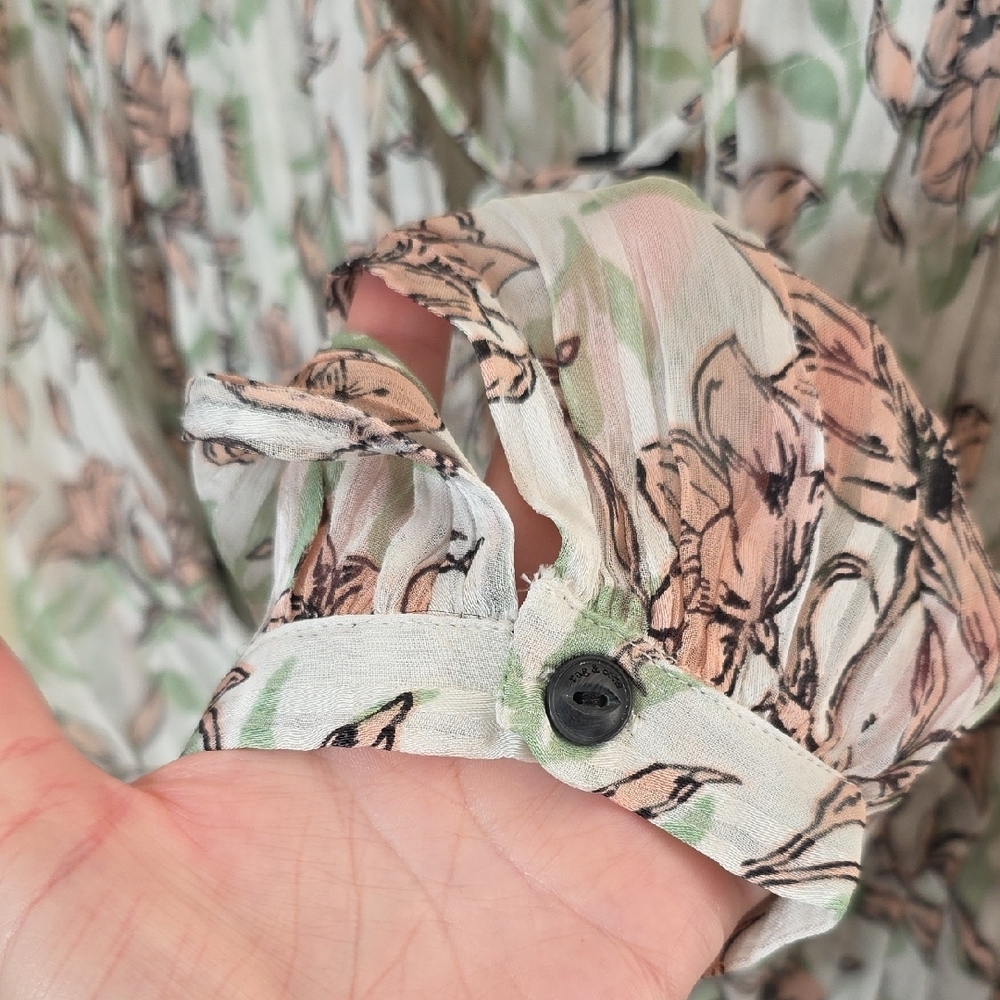 Rag & Bone Sachi Floral Lattice Blouse Green/White Women's Medium Boho Peasant - Picture 7 of 12